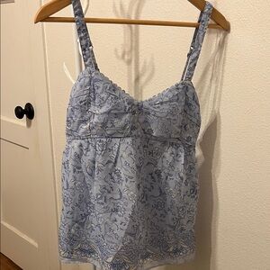 Hollister Light Blue Floral Smocked Top